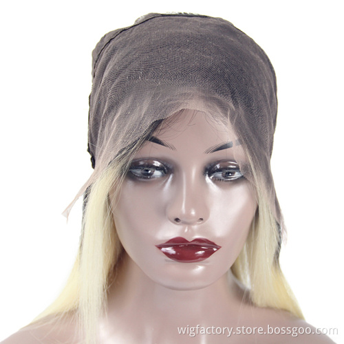 Fashion natural wave ombre blonde human hair wig, ombre blonde wigs, blonde ombre pre plucked wig